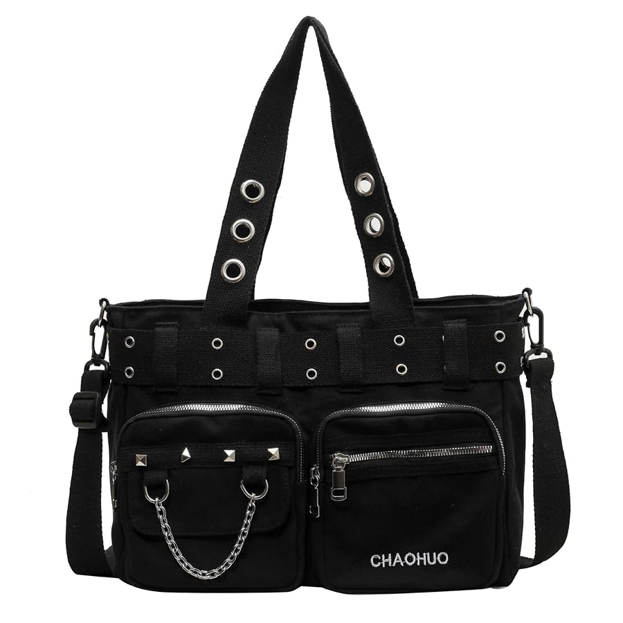 Steampunk Goth Messenger Bag, Fashion Punk Gothic Shoulder